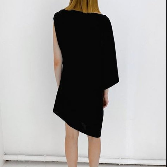 Zara Asymmetric Black Midi Dress - Picture 3 of 9